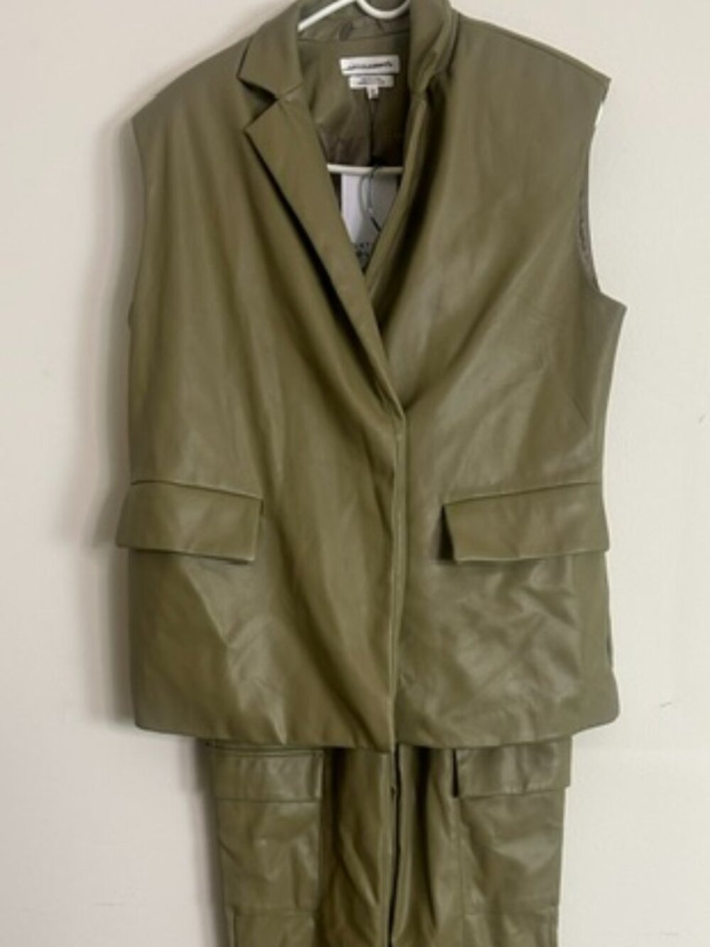 Urban Outfitters x Native Youth Sage Green Vegan Leather Vest & Trouser Set NWT